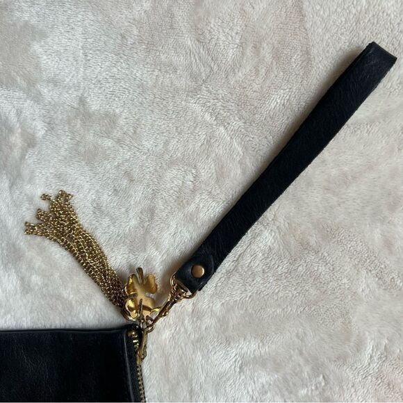 Moss Mills Black Pebbled Leather Wristlet Made in USA - Picture 9 of 13